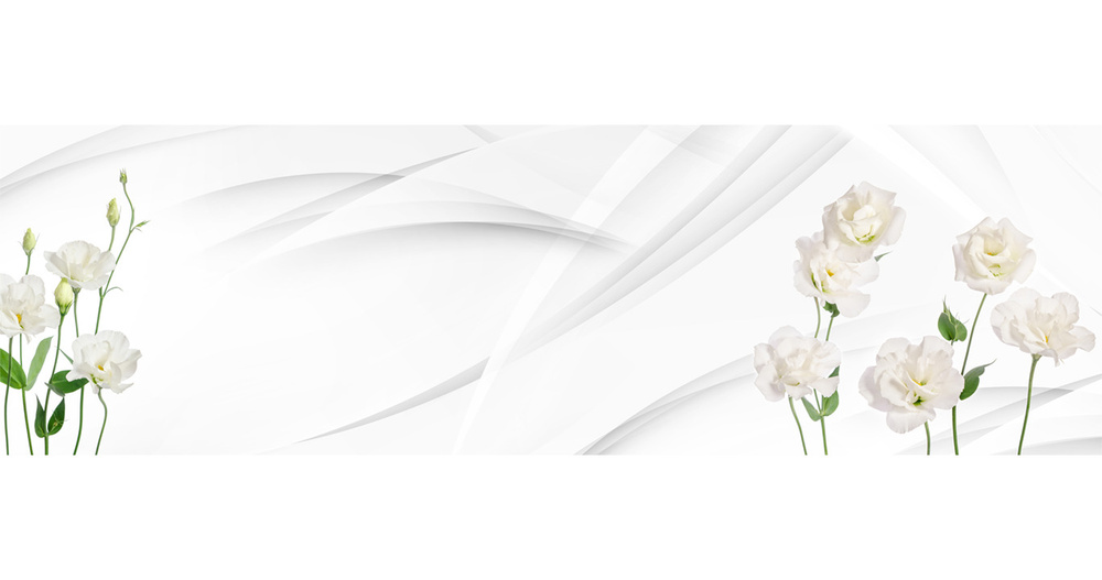 Кухонный фартук"Белые розы 4777" 2000*600мм, АБС пластик, фотопечать  #1