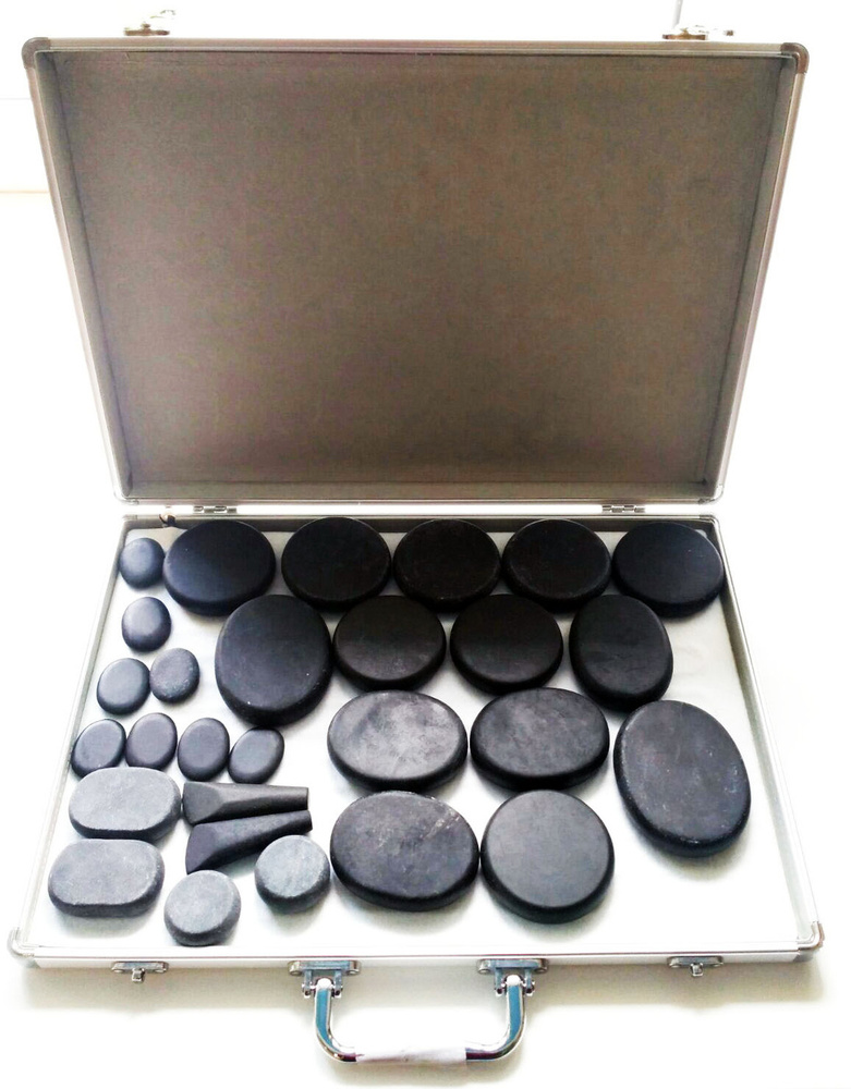 Набор камней для стоунтерапии и гуаша массажа Памир СН-550 в кейсе с подогревом  #1