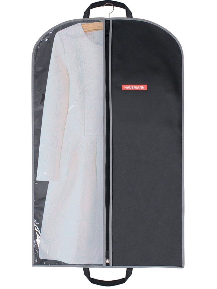 Чехол для одежды "Hausmann", подвесной, с прозрачной вставкой, цвет: черный, 60 х 100 см  #1