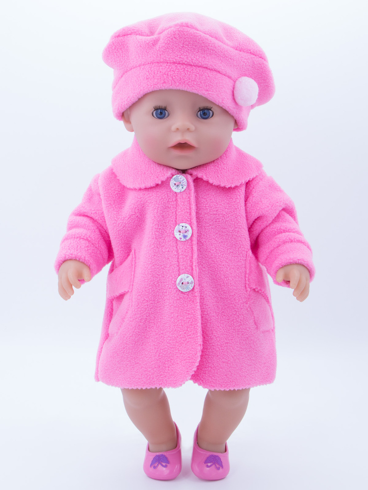 Одежда для кукол Модница Пальто с беретом для пупса Беби Бон (Baby Born) 43см розовый  #1