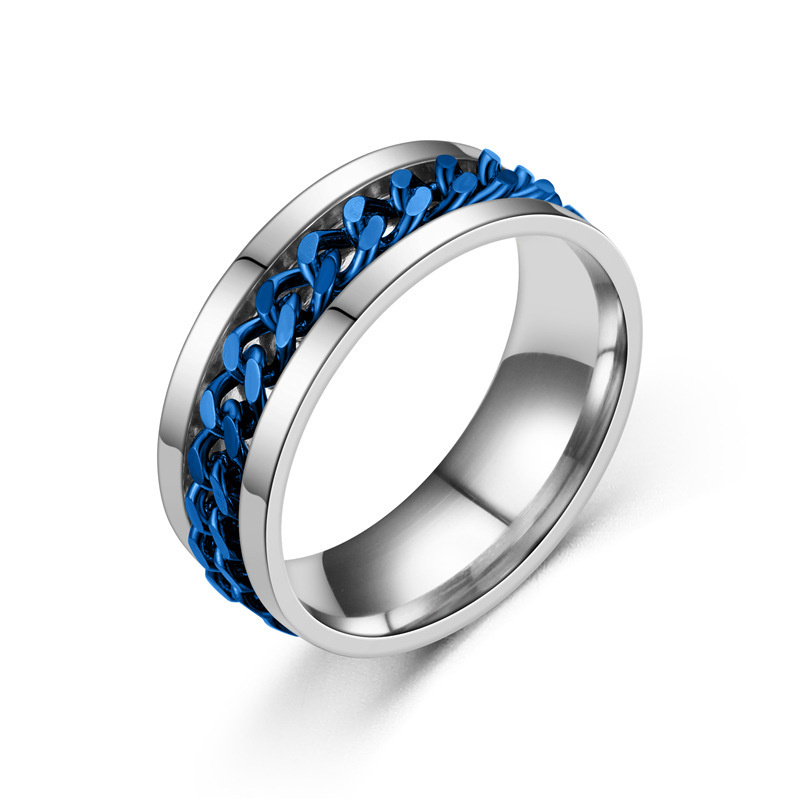 Кольцо с цепочкой синий R18 #1