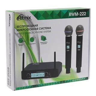 Микрофон беспроводной Ritmix RWM-222 черный / 2 микрофона c высококачественным звучанием / до 50 м  #1