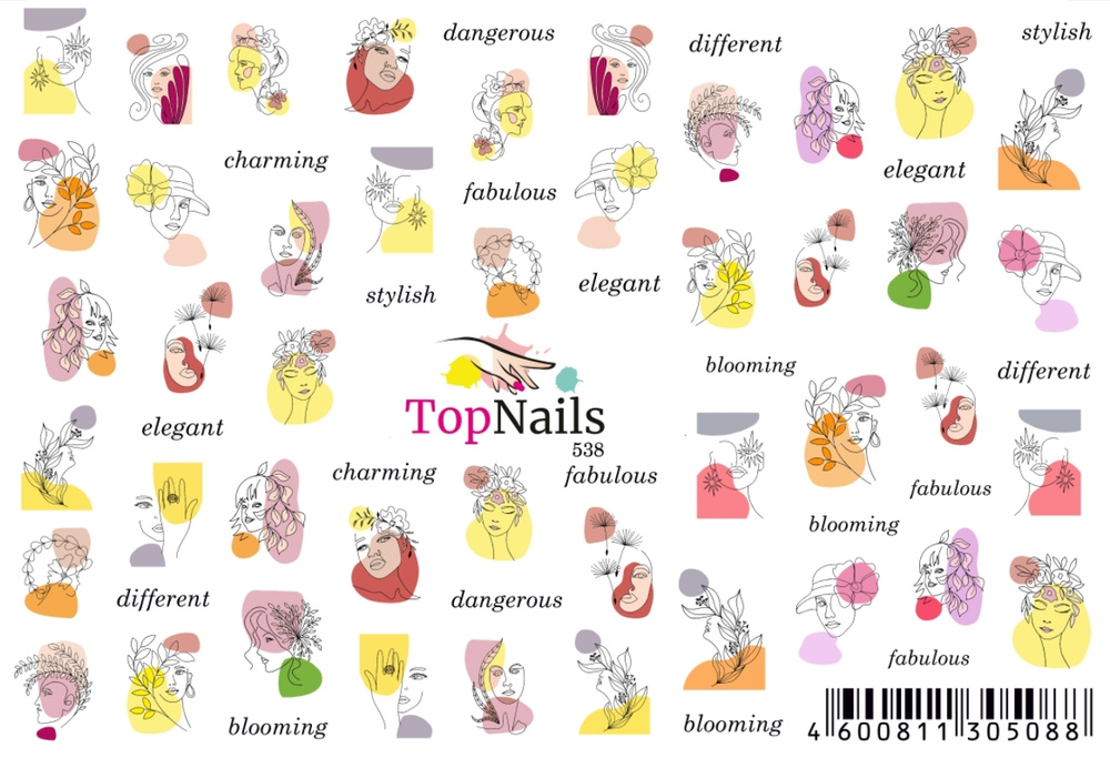 Top Nails / Наклейки для ногтей / Слайдеры для маникюра / На любой фон  #1