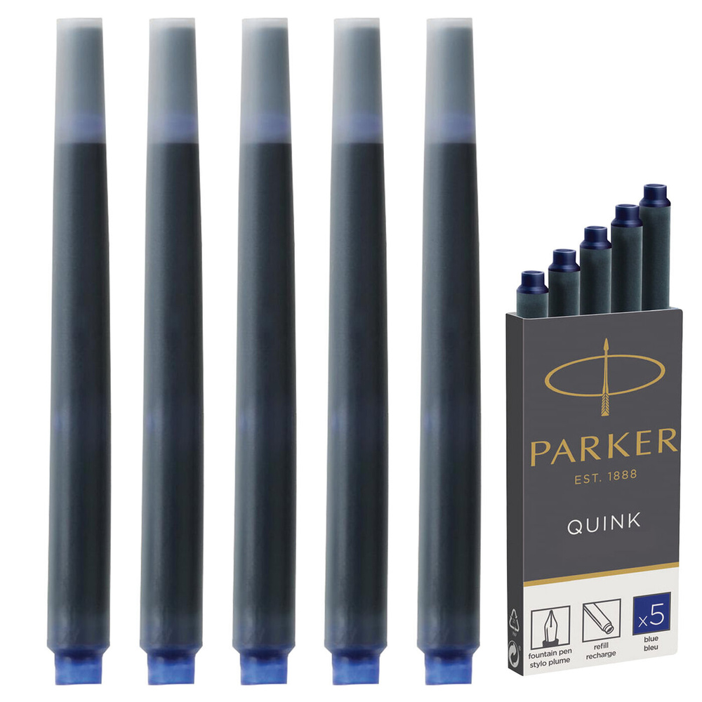 Картриджи чернильные PARKER "Cartridge Quink", КОМПЛЕКТ 5 шт., синие, 1950384  #1