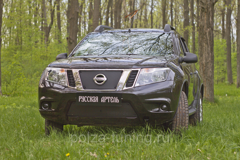 Зимняя заглушка решетки радиатора и переднего бампера Nissan Terrano 2014 - н.в.  #1