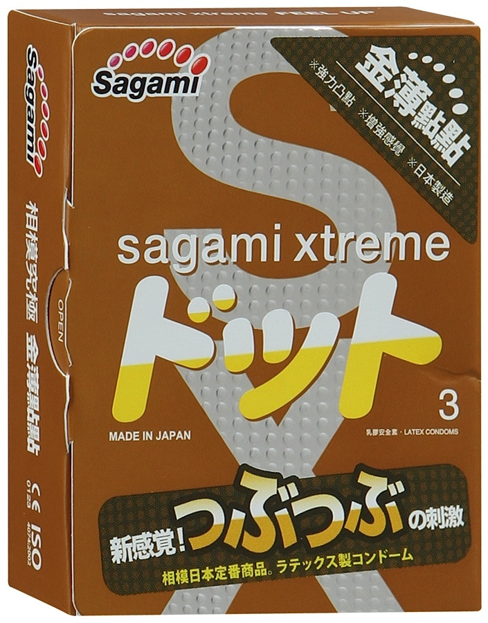 Презервативы Sagami Xtreme Feel Up с точечной текстурой и линиями прилегания - 3 шт.  #1