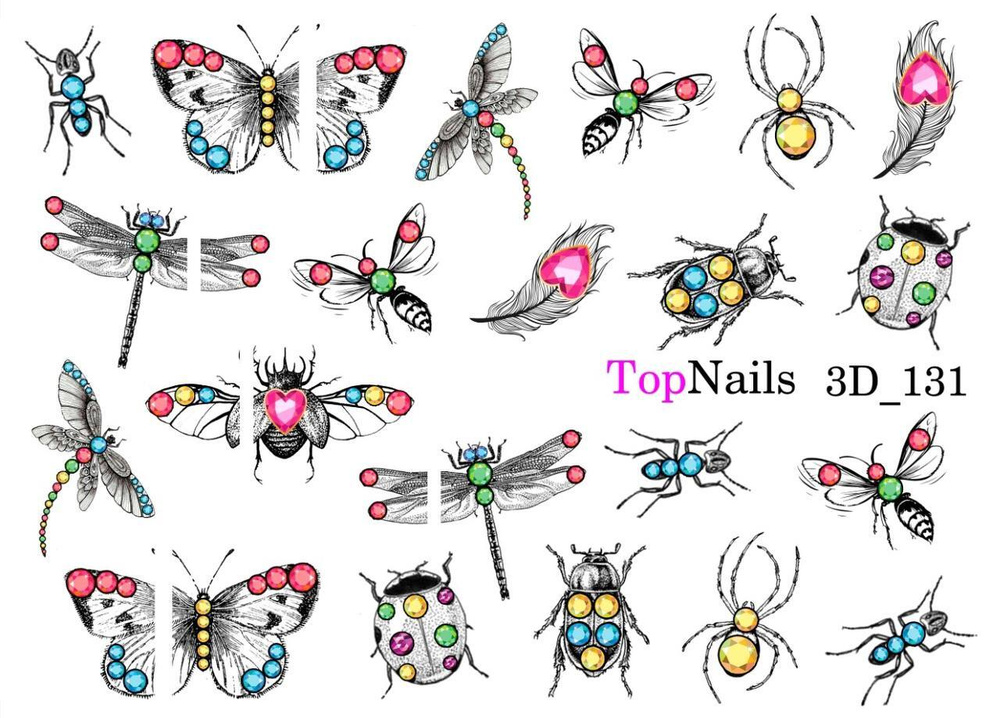 Top Nails / Наклейки для ногтей / Слайдеры для маникюра / На любой фон / 3D Слайдер  #1