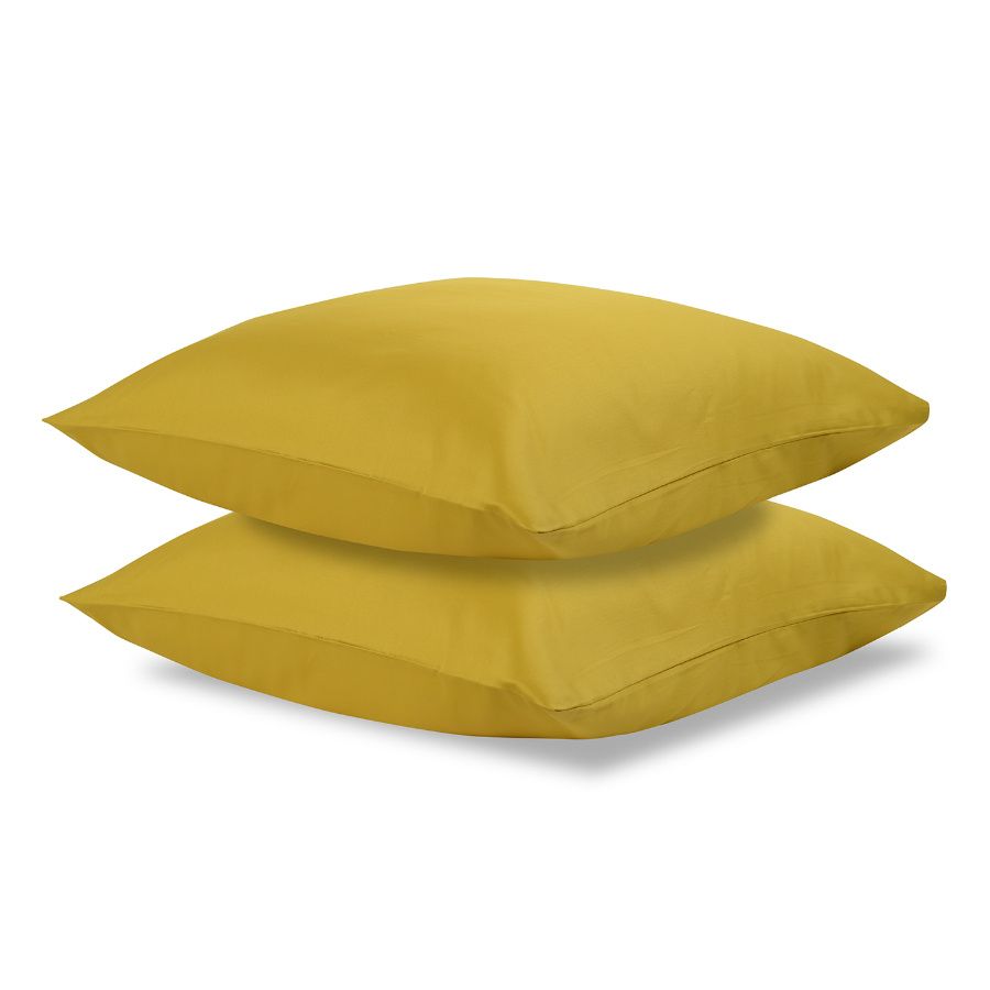 Наволочка на подушку 70х70 см из сатина горчичного цвета Essential, набор из 2 шт.  #1