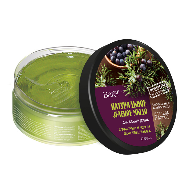 Batel. Натуральное зеленое мыло для тела и волос с эфирным маслом можжевельника  #1