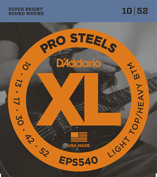 XL PRO STEEL Струны для электрогитары Light Top/Heavy Bottom 10-52 D'Addario EPS540  #1