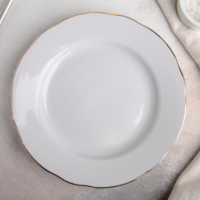 Тарелка фарфоровая "Изысканная", d-20 см, белая #1