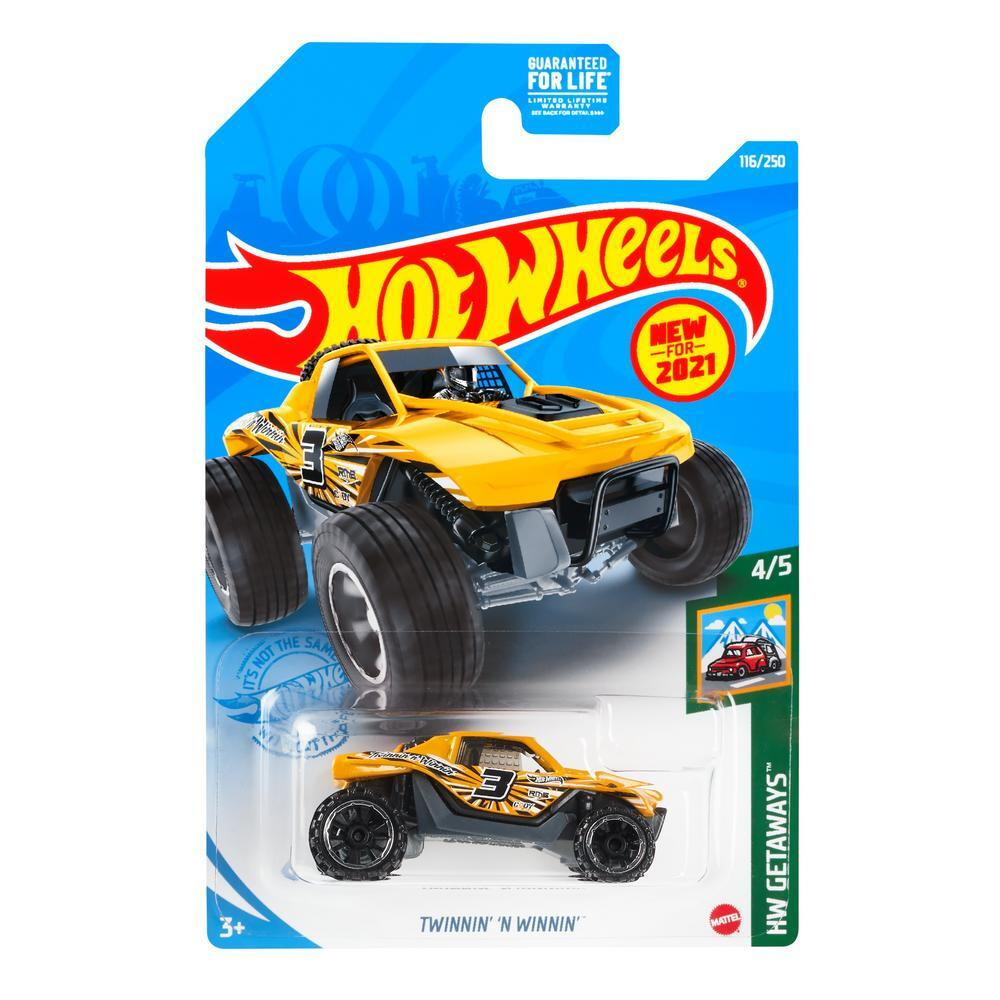 GTB78 Машинка металлическая игрушка Hot Wheels коллекционная модель TWINNIN N WINNIN темно-желтый/черный #1
