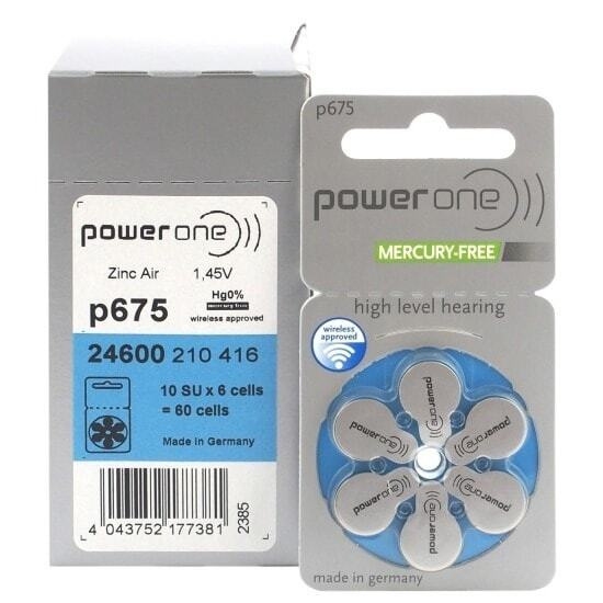 Батарейки для слуховых аппаратов PowerOne p675 5 блистеров (30шт)  #1