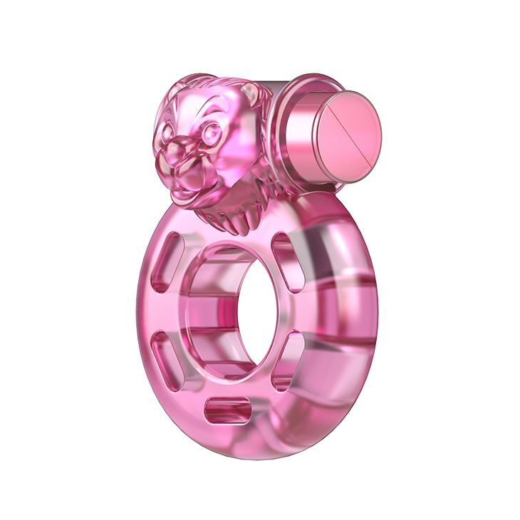 Розовое эрекционное виброкольцо Pink Bear #1