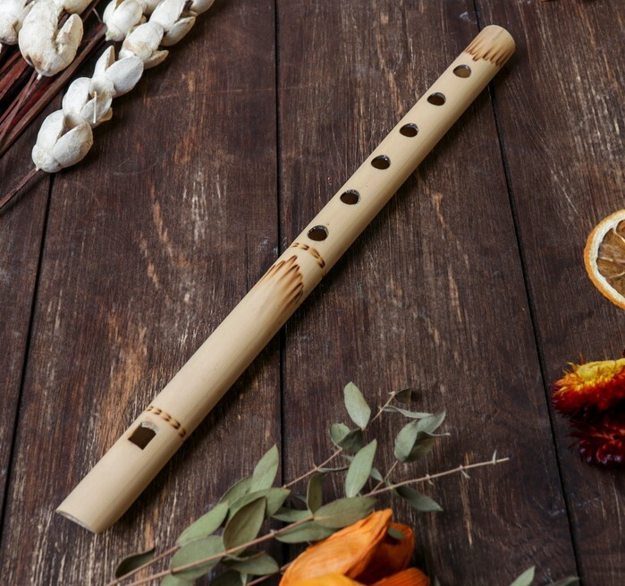 Музыкальный инструмент бамбук "Флейта светлая" 30x1,8x1,8 см  #1