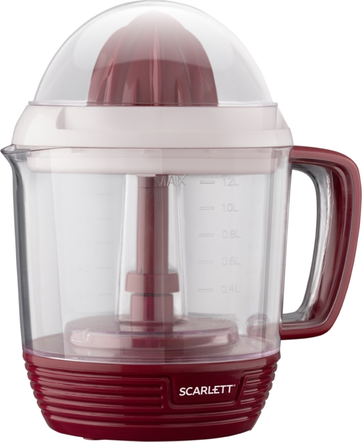 Соковыжималка цитрусовая Scarlett SC-JE50C08 25Вт рез.сок.:1200мл. красный/белый  #1