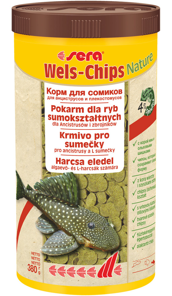 Чипсы SERA WELS CHIPS корм чипсы для сомов прилипал (250 мл) #1