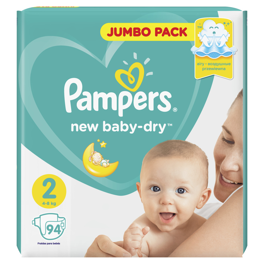 Pampers New Baby-Dry Подгузники для новорожденных 4-8 кг, 2 размер, 94 шт  #1