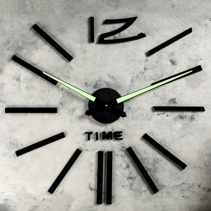 Часы-наклейка DIY "Кайро", плавный ход, 120 х 120 см, флуоресцентные стрелки  #1