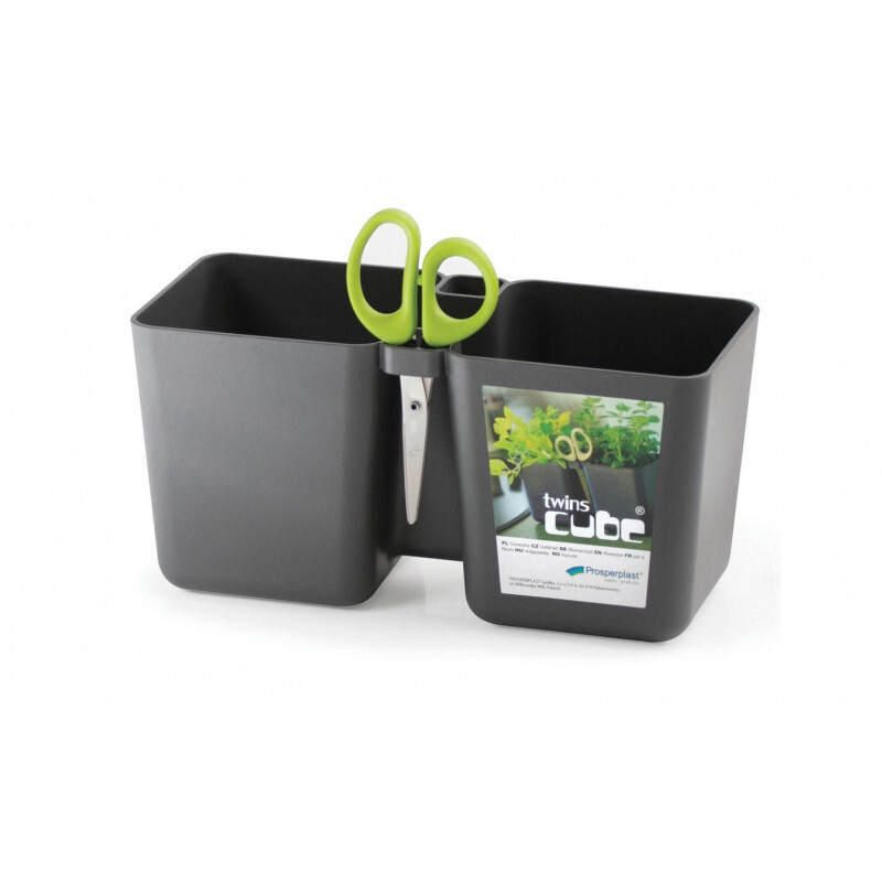 Горшок пластиковый Flower pot Twins cube-GRAPHITE #1