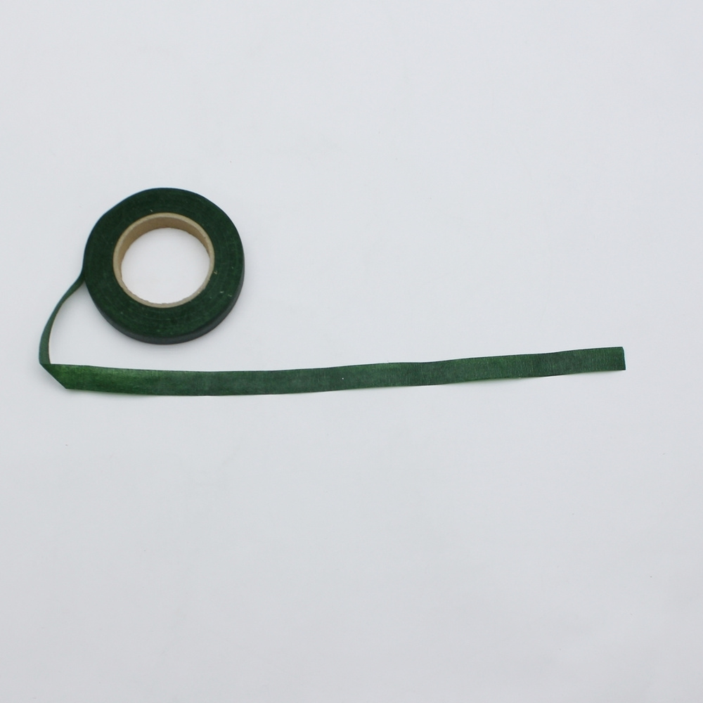 Флористическая лента, тейп лента, ширина 12 мм, длина 27 метров, цвет темно-зеленый, 1 рулон  #1