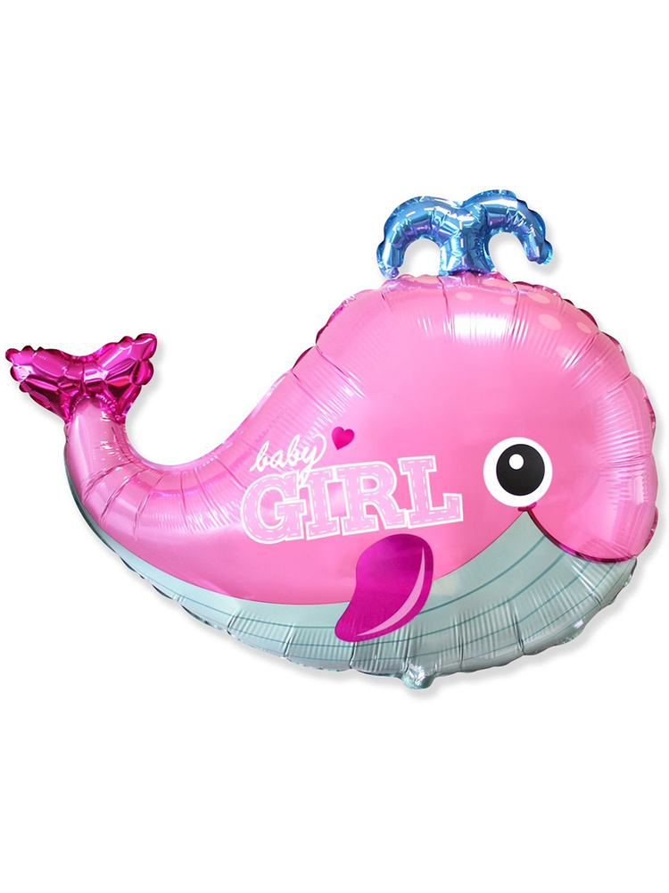 Воздушный шар фольгированный Flexmetal фигурный,Кит, Девочка, розовый, 86 см  #1