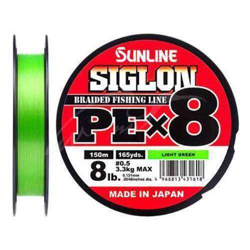 SUNLINE Плетеный шнур SIGLON PE х8 Светло-зеленый 150м. # 1,5 (0,20мм) 11 кг  #1