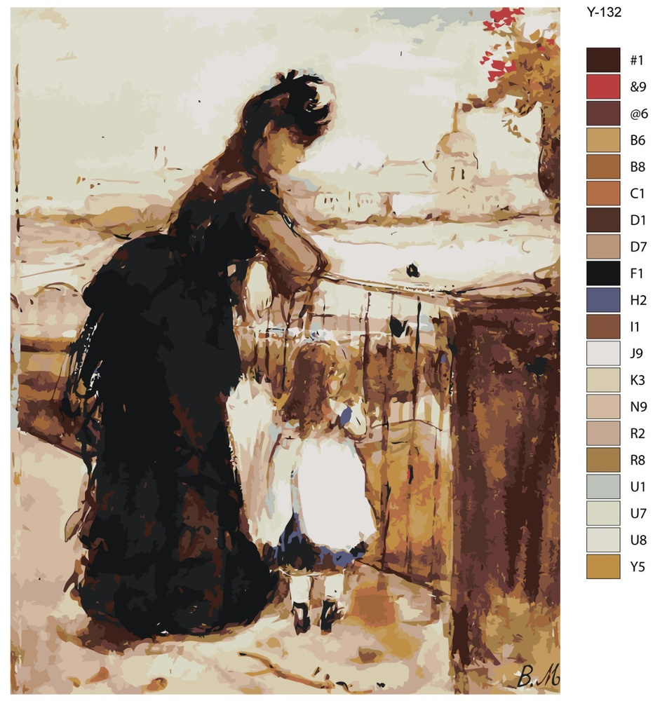 Картина по номерам Y-132 "Картина - Woman and child on a balcony. Берта Моризо" 40х50  #1