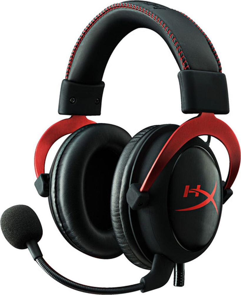 HyperX Наушники проводные с микрофоном Cloud II, 3.5 мм, USB, черный, красный  #1