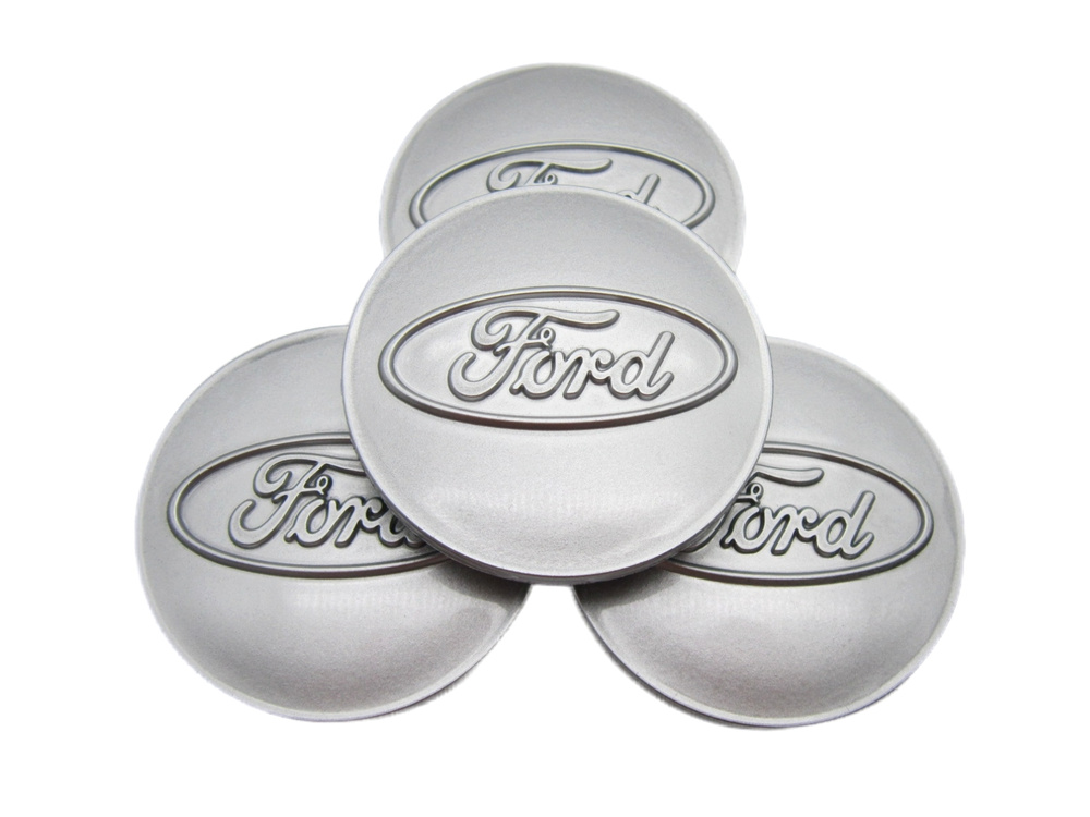 Колпачки заглушки на литые диски КиК Форд серебристый 62/55/10, комплект 4 шт.  #1