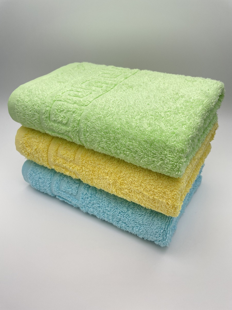 Набор полотенец для лица, рук или ног TM Textile, Хлопок, 50x90 см, салатовый, желтый, 3 шт.  #1