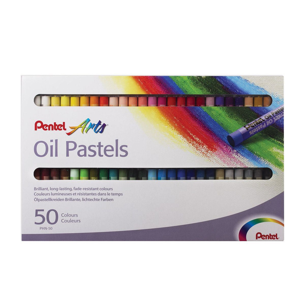 Пастель масляная художественная Pentel "Oil Pastels", 50 цветов, круглое сечение (PHN4-50)  #1