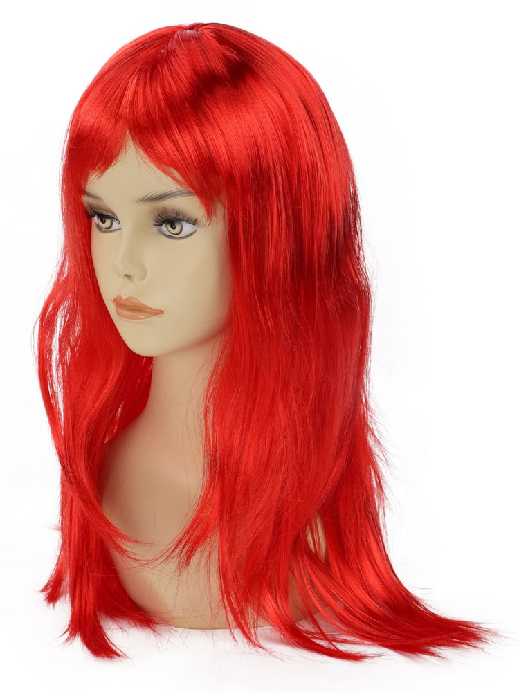 Карнавальный парик Newstyle светящийся LED (3 режима) Красный, длина 55 см  #1
