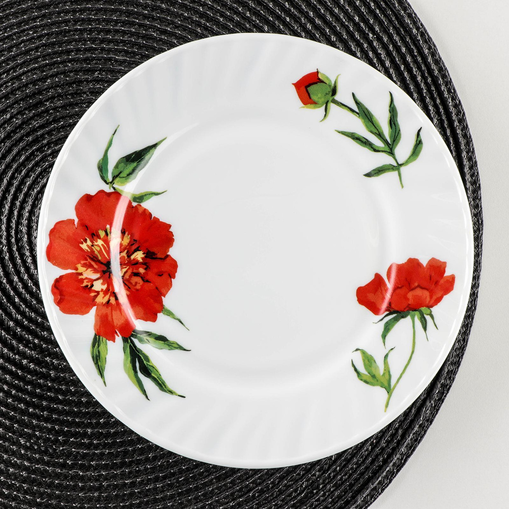 Тарелка обеденная Доляна "Бархатная роза", цвет белый, диаметр 20 см  #1