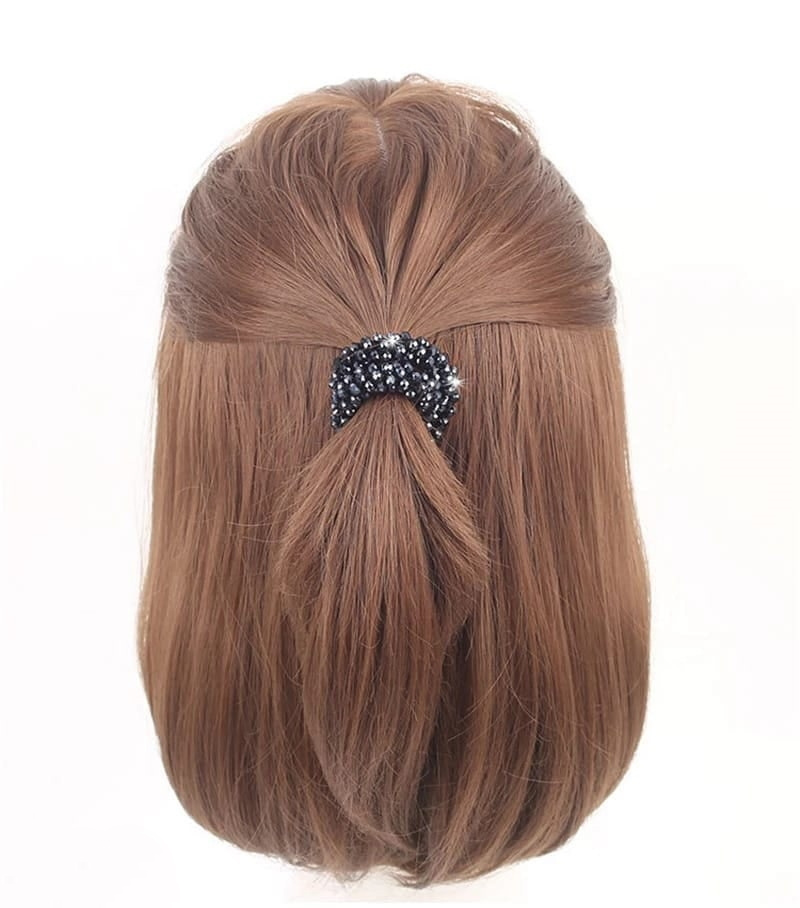 Женская резинка-браслет для волос "Хрустальный жгутик" (черный)  #1