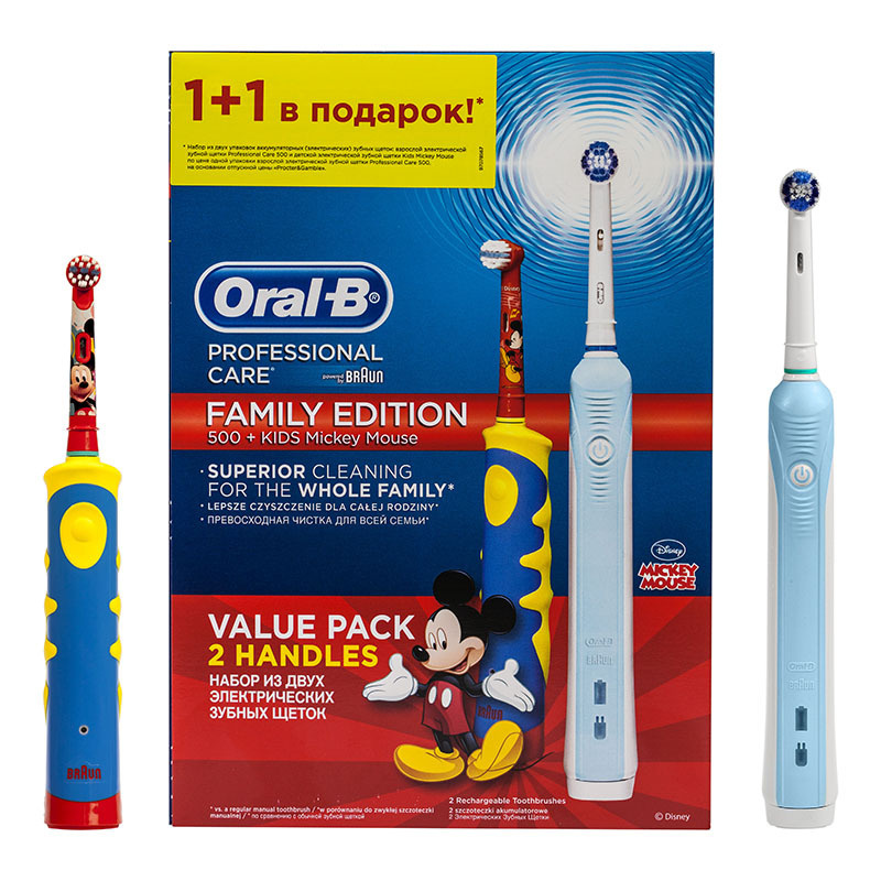 Oral-B Электрическая зубная щетка PRO 500 CrossAction + Kids Power Toothbrush, голубой, синий  #1