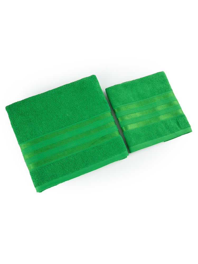 Лагуна М Полотенце банное Подарок для всей семьи, Хлопок, 53x80, 71x132 см, зеленый, 2 шт.  #1