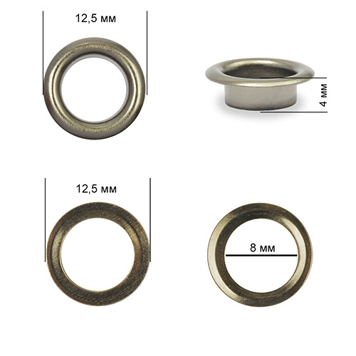 Люверсы из стали №5 диаметр 8 мм, глубина 4 мм, никель черные 500 штук для одежды и мебели  #1