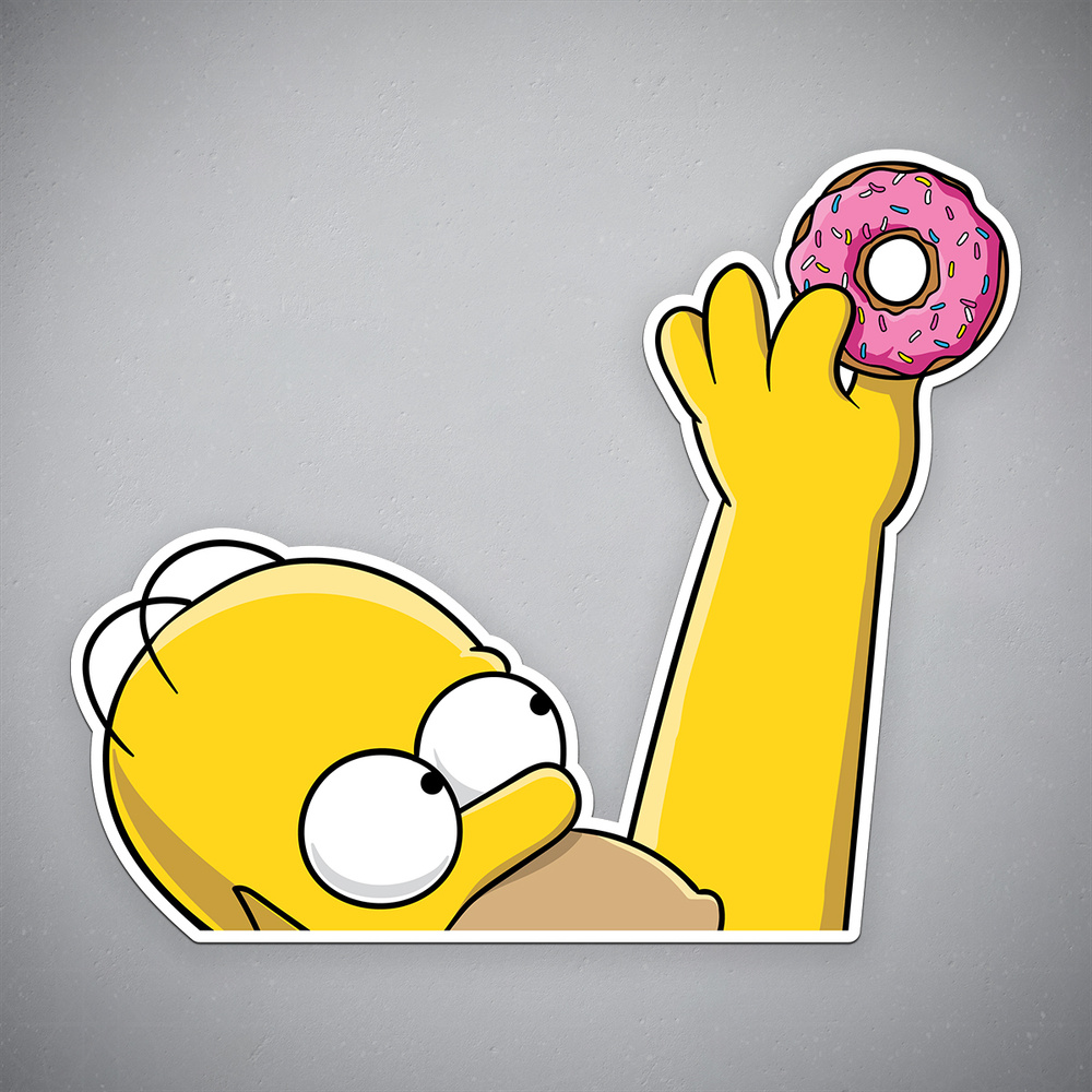 Наклейка на авто "Гомер Симпсон и пончик" размер 24x20 см #1