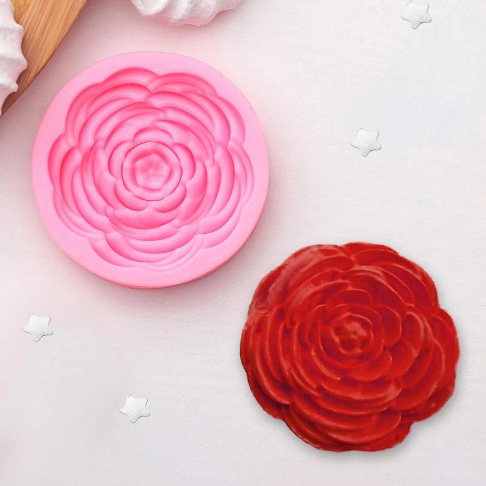 Молд силиконовый для творчества Прекрасная роза, цвет МИКС, 5,7*5,7*1,2 см, Арт Узор  #1