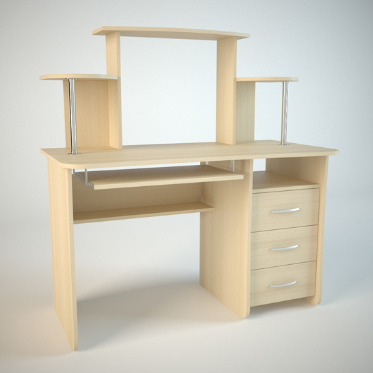 Компьютерный стол КС1 для работы, деревянный с ящиками, игровой с полками для ноутбука, письменный для #1