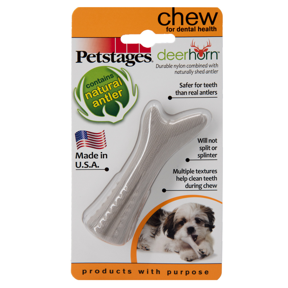 Petstages игрушка для собак Deerhorn, с оленьими рогами 9 см очень маленькая  #1