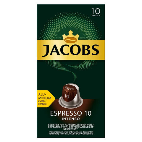 Кофе в алюминиевых капсулах JACOBS "Espresso 10 Intenso" для кофемашин Nespresso, 10 порций в упаковке #1