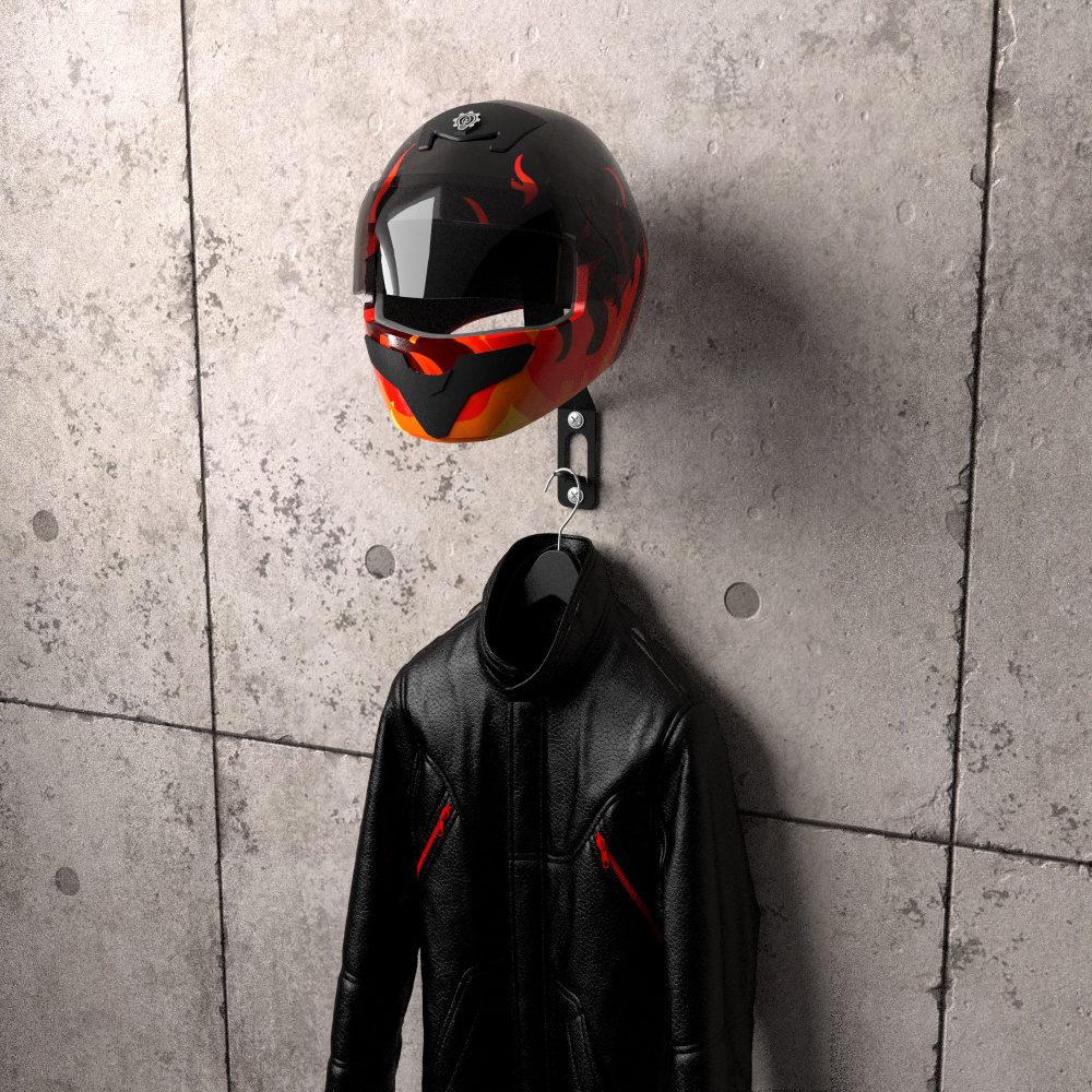 Держатель-вешалка для шлемов и экипировки, EMB-HE-W-B, настенный, черный  #1