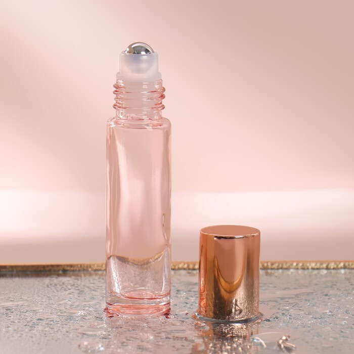 Флакон стеклянный для парфюма, с металлическим роликом, 10 мл, цвет розовый/розовое золото 1 шт.  #1
