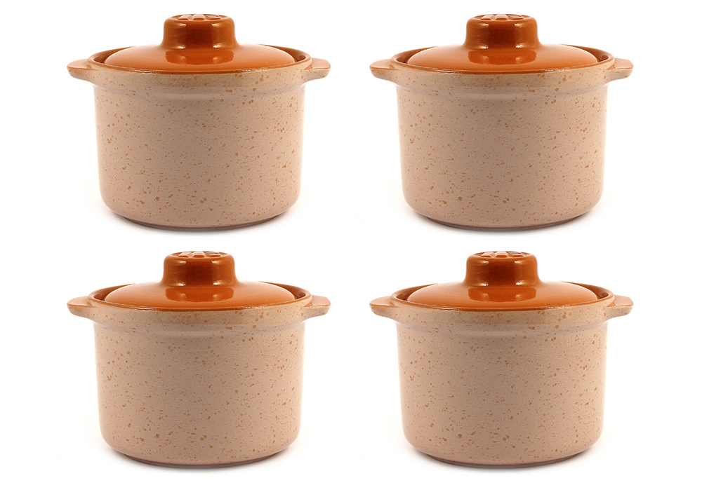 Горшок-сотейник для запекания в духовке, форма для выпечки, жульена, 0,6л "ColorLife" набор 4шт, керамика #1