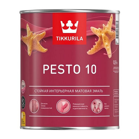 TIKKURILA PESTO 10 / Тиккурила Песто 10 эмаль стойкая, алкидная, универсальная, матовая, база A (0.9 #1