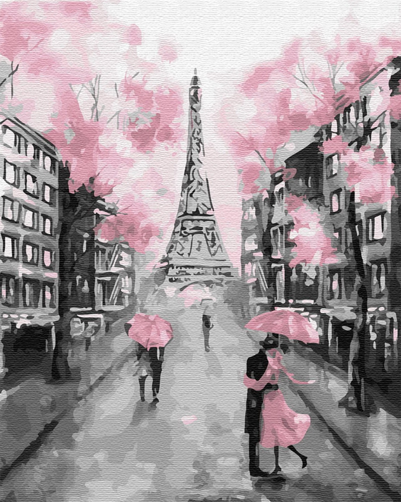 Картина по номерам ВанГогВоМне 40х50 на подрамнике Серо-розовый Париж  #1