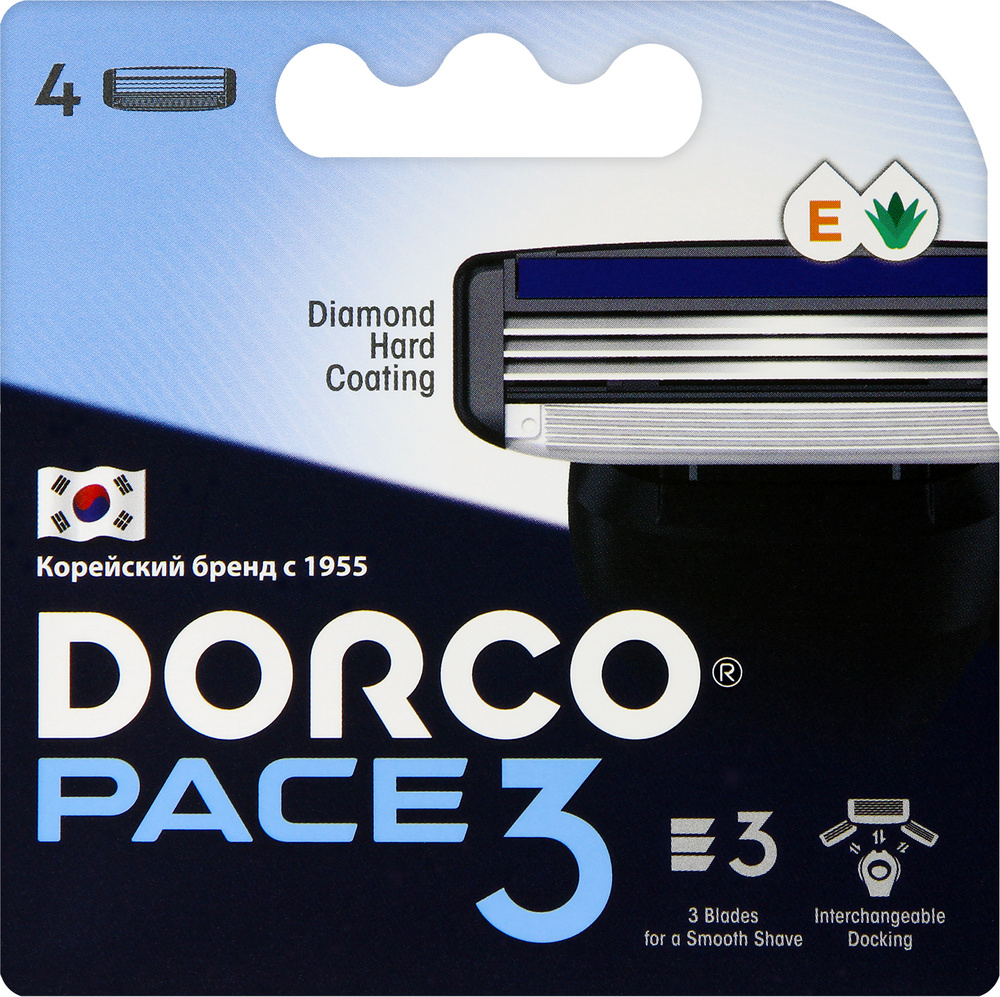 Dorco Сменные кассеты PACE3, 3-лезвийные, крепление PACE, увл.полоса (4 сменные кассеты)  #1