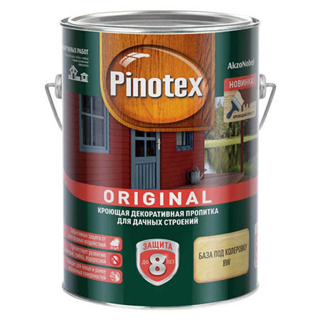 PINOTEX ORIGINAL / Пинотекс Оригинал пропитка декоративная кроющая для дачных строений и OSB, белая, #1
